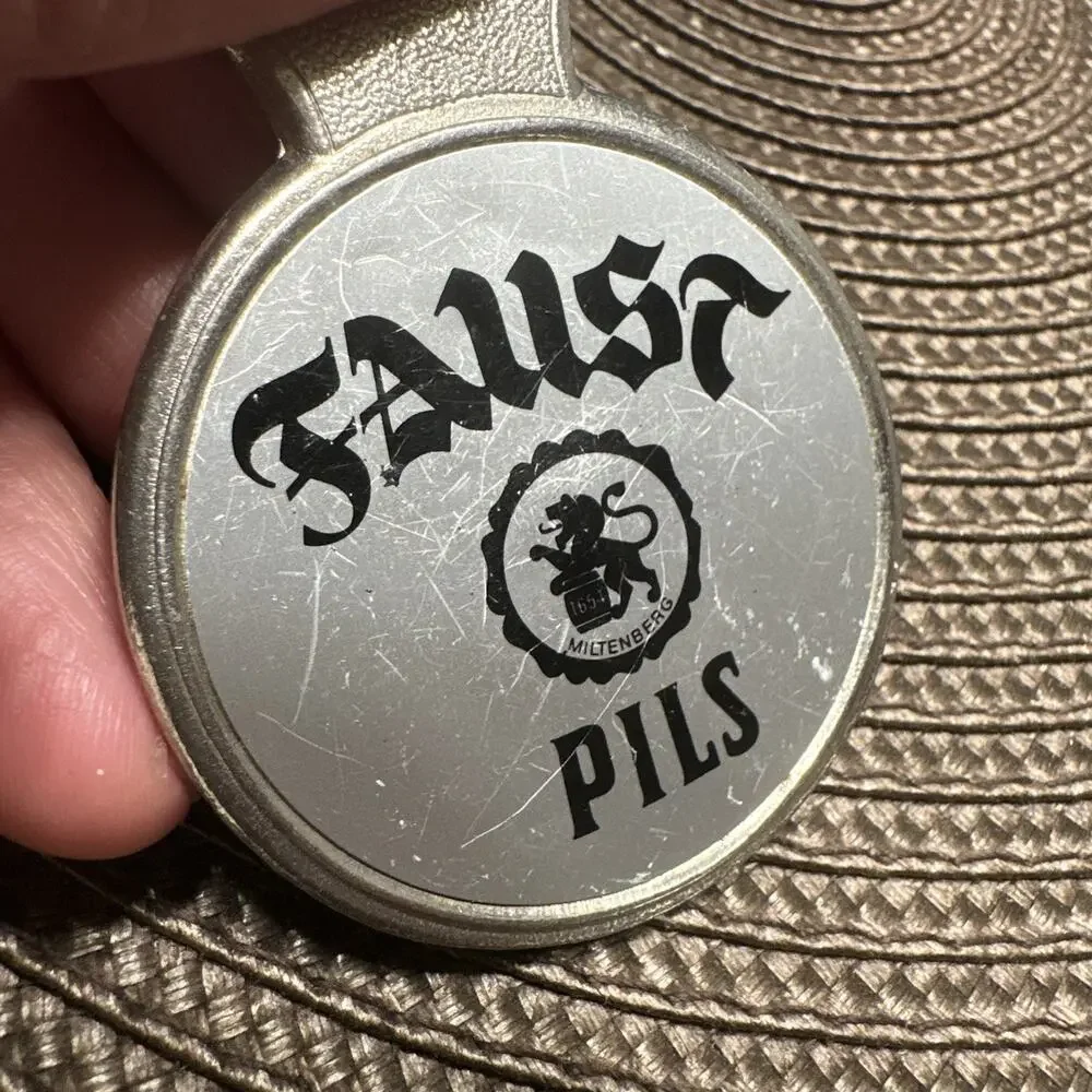 Vintage Faust Pils Beer Bottle Opener Miltenberg Germany Multi-Language Cheers